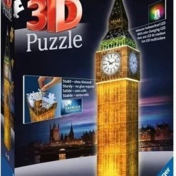 Ravensburger Big Ben Night Edition- 3D Puzzel Gebouw - 216 Stukjes -Exporteren puzzels winkel 550x836